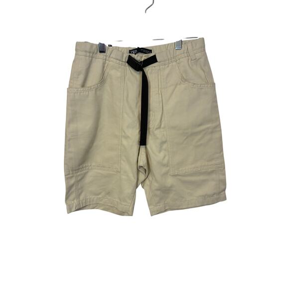 NWT Zara Relaxed Fit Men's Cargo Shorts Cream Active Travel Outdoors Gorpcore S - Picture 1 of 4